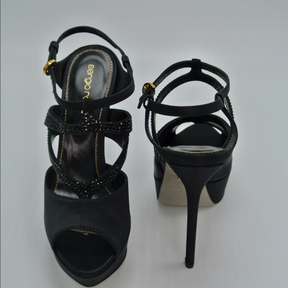 Sergio Rossi Satin Peep Toe Platform Sandal